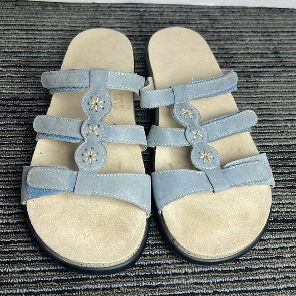 SAS Naples Slide Blue and Cream Sandals-Size 9.5 M - Picture 1 of 12